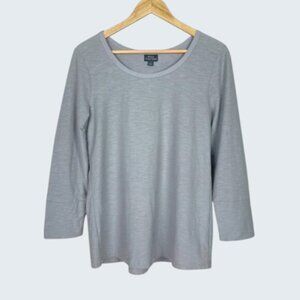 NOMADIC TRADERS GRAY SCOOP NECK LONG SLEEVE TOP